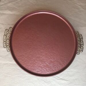 Queensberry NASCO Rose Pink MCM 15” Tray Gold Scrolled Handles Japan READ Moire